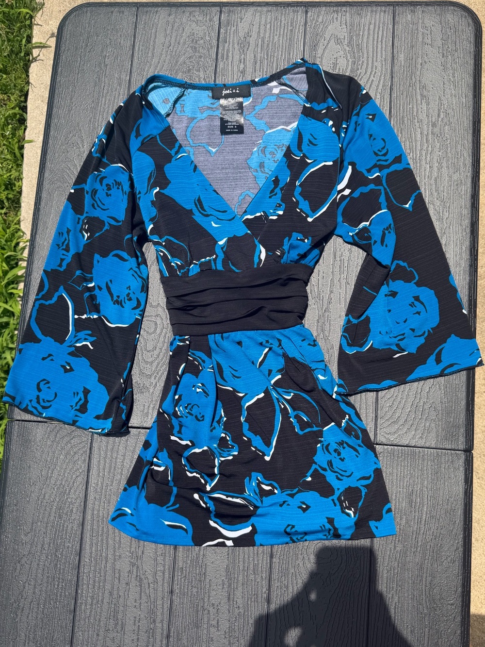 Y2k Floral Wrap v neck Top with Black Waistband